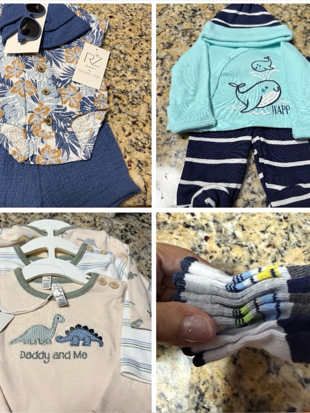 Rachel Zoe Kids Matching Dino Set in Cream and Blue, size 0 to 3 months  #6